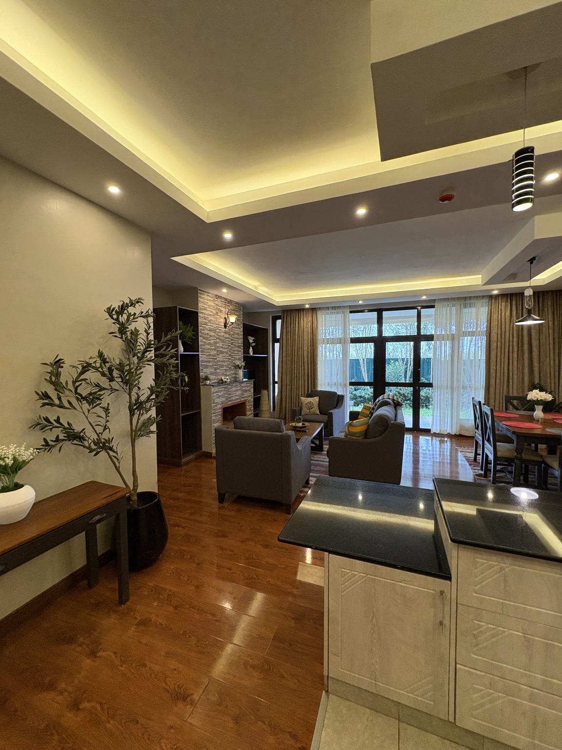 Living room with large windows