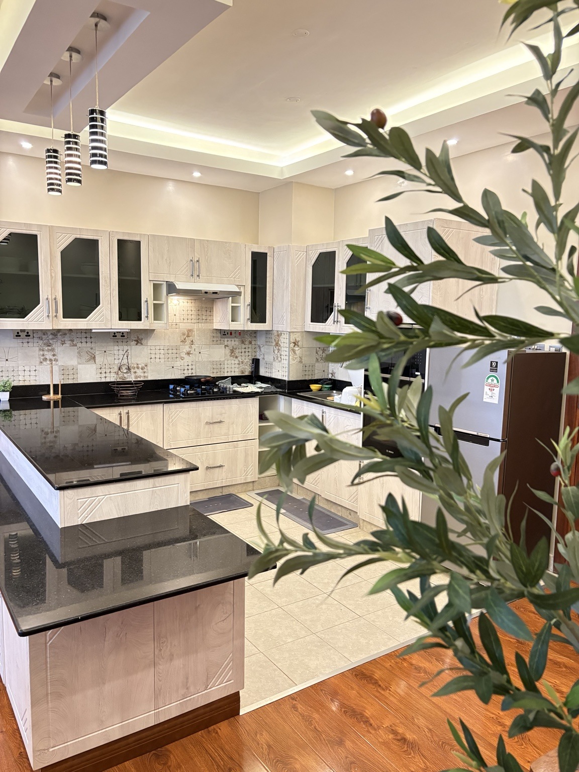 Open-plan living and dining area